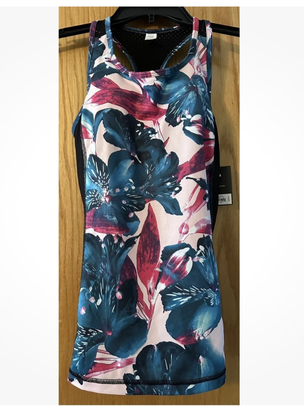 Fila XS Womens Floral Racerback NEW Tru-dry Bra Tank top wicking mesh workout